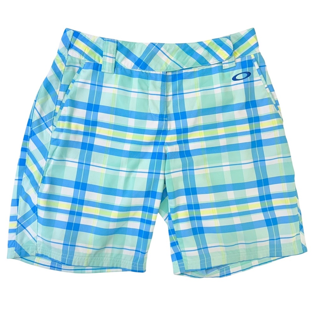 Oakley Golf Shorts Womens 8 Blue Green Plaid Check Performance 541222P SP13